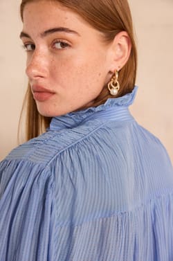 MONA striped long-sleeve blouse;${refinementColor}