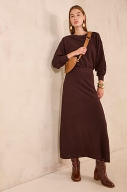 Long skirt in blended wool VIOLAINE;${refinementColor}