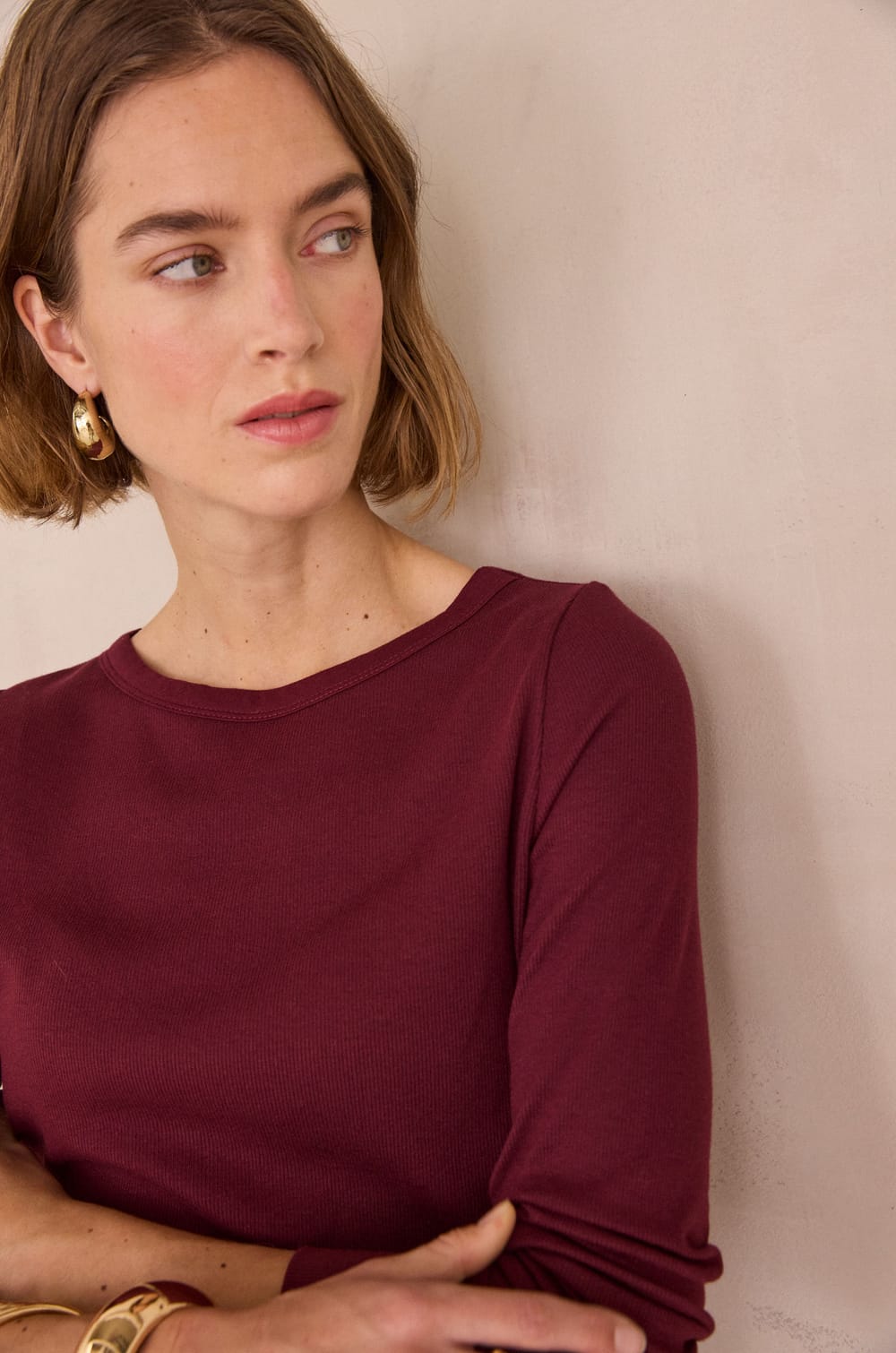 LENA ribbed cotton T-shirt;${refinementColor}