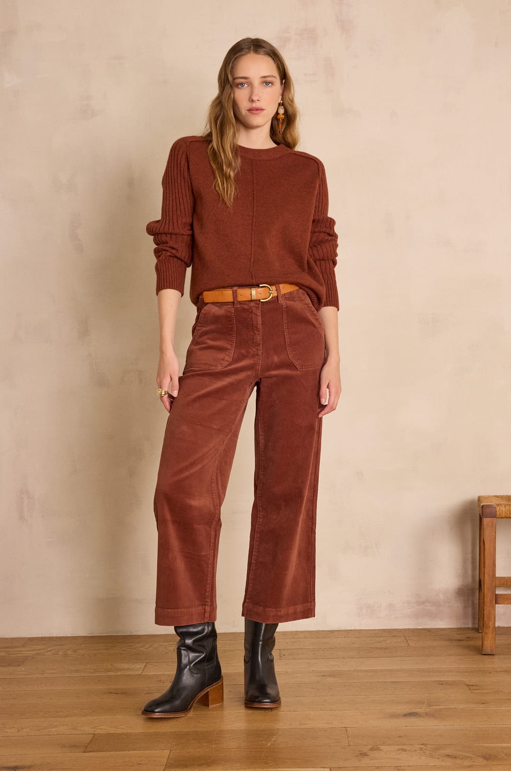 SELYNA cotton velvet trousers;${refinementColor}