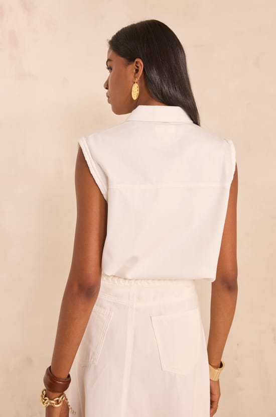 Sleeveless braided cotton blouse MELIA;${refinementColor}