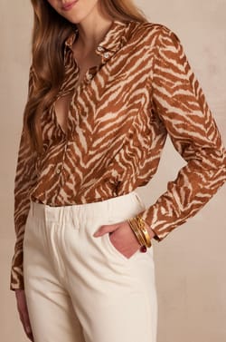 COLETTE blouse in zebra print cotton;${refinementColor}