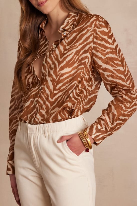 COLETTE blouse in zebra print cotton;${refinementColor}