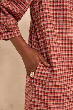 Robe fluide &agrave; carreaux PARKER;${refinementColor}