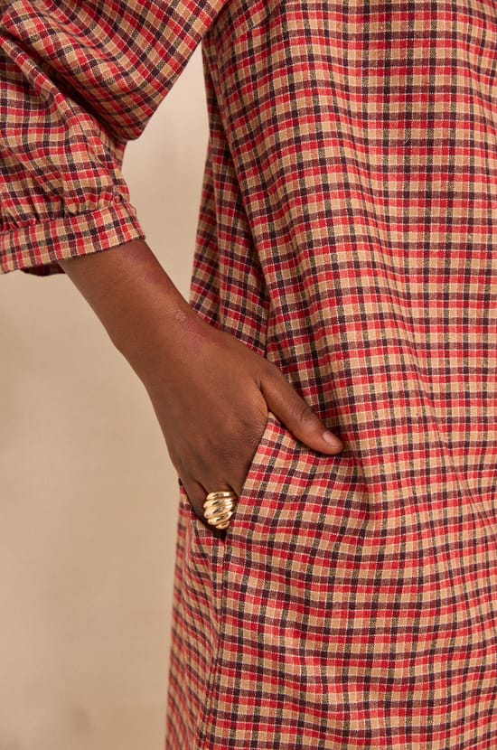 Robe fluide &agrave; carreaux PARKER;${refinementColor}