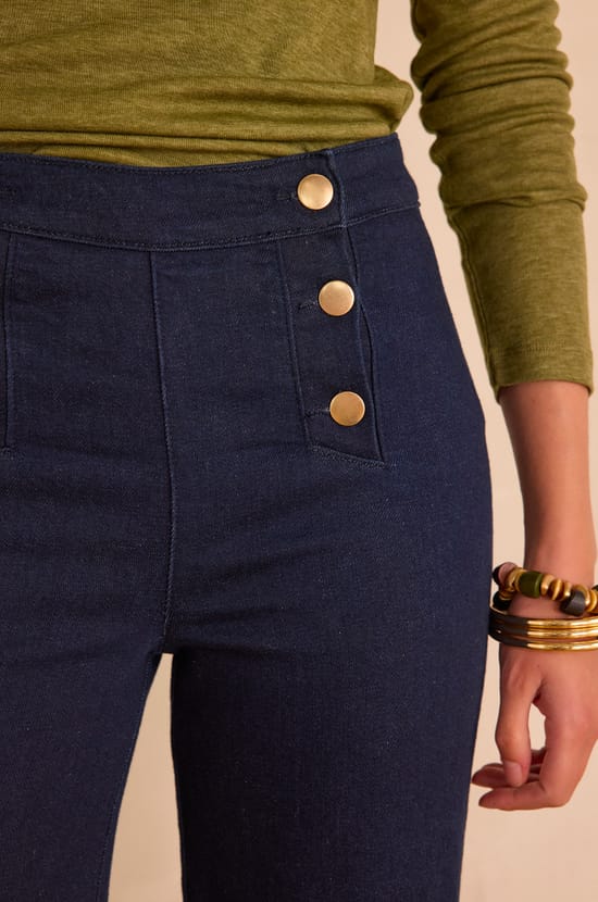 OXAN high-waisted wide-leg jeans in denim;${refinementColor}