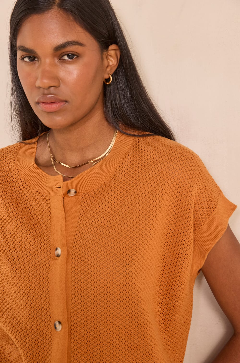 Short-sleeved cotton vest ALMA;${refinementColor}