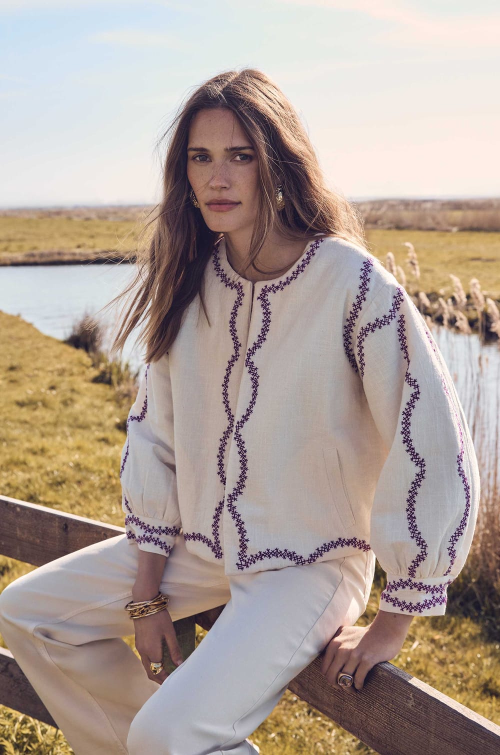 Veste courte en coton POLLY;${refinementColor}