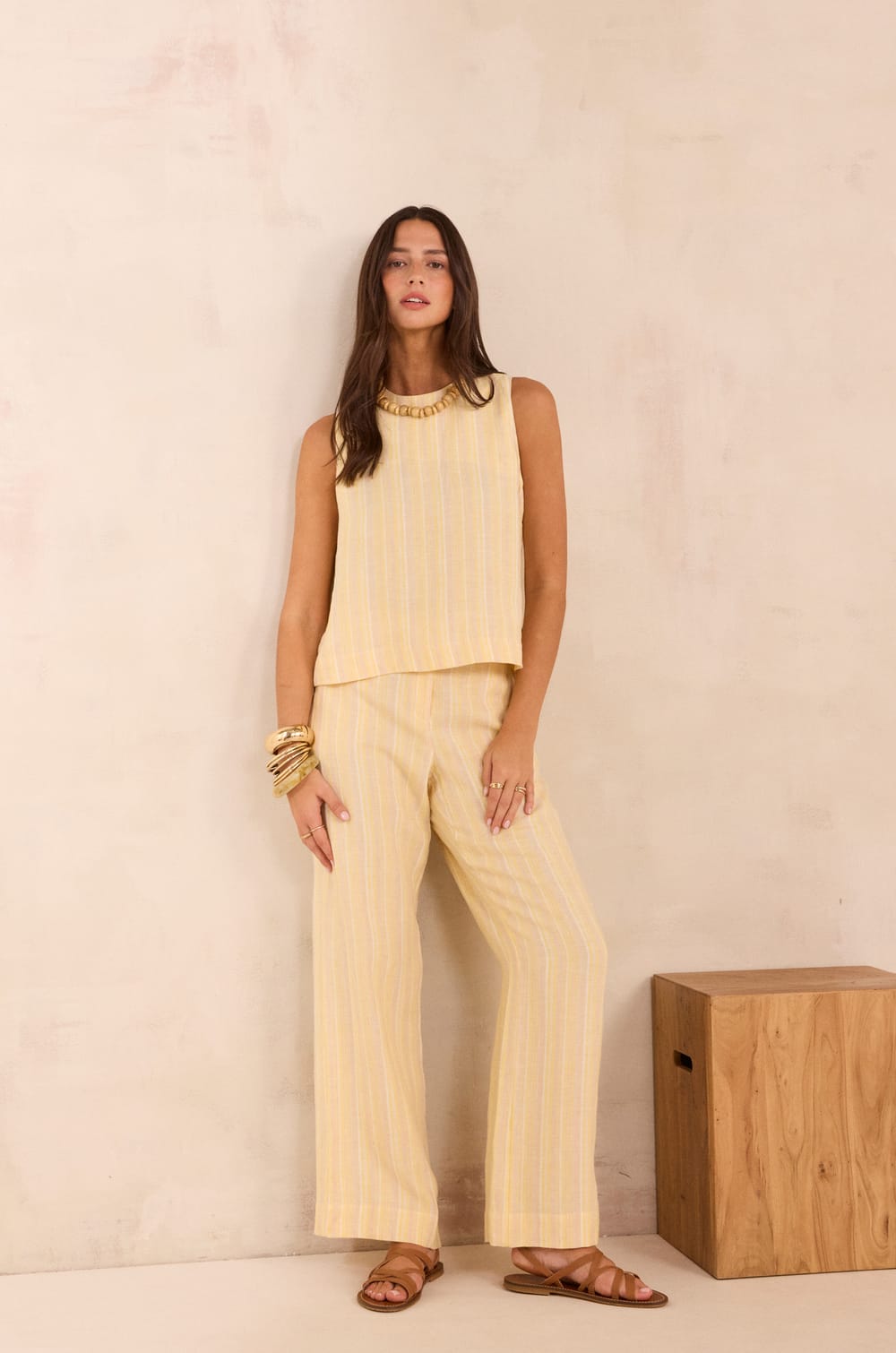 Wide striped linen pants ADELE;${refinementColor}