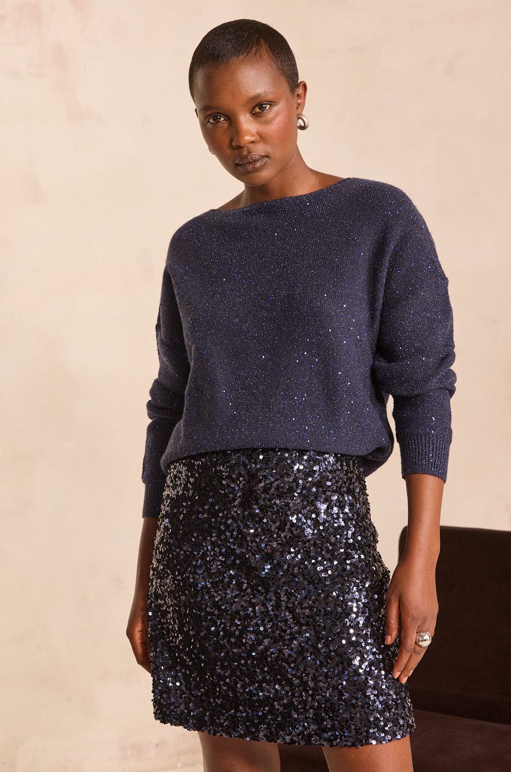 Glittery boat neck sweater BLAKE;${refinementColor}