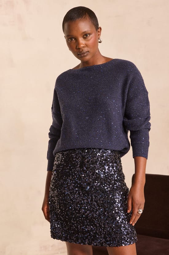Glittery boat neck sweater BLAKE;${refinementColor}
