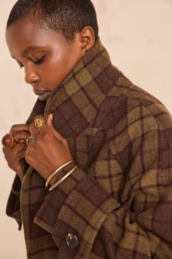 Checked wool blend coat DAREN;${refinementColor}