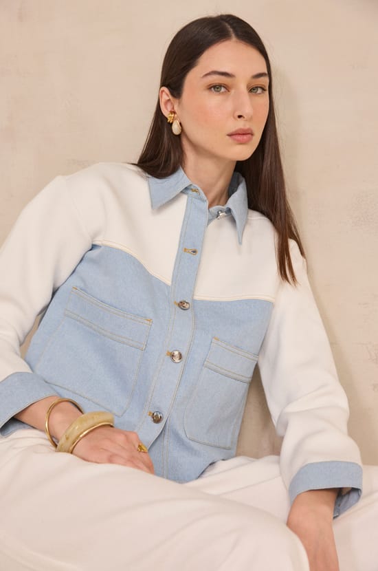 Long sleeve two-tone cotton PUNKY jacket;${refinementColor}