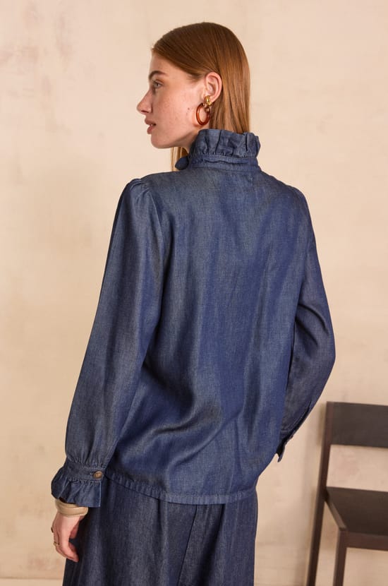Long Sleeve Denim Blouse MILAN;${refinementColor}