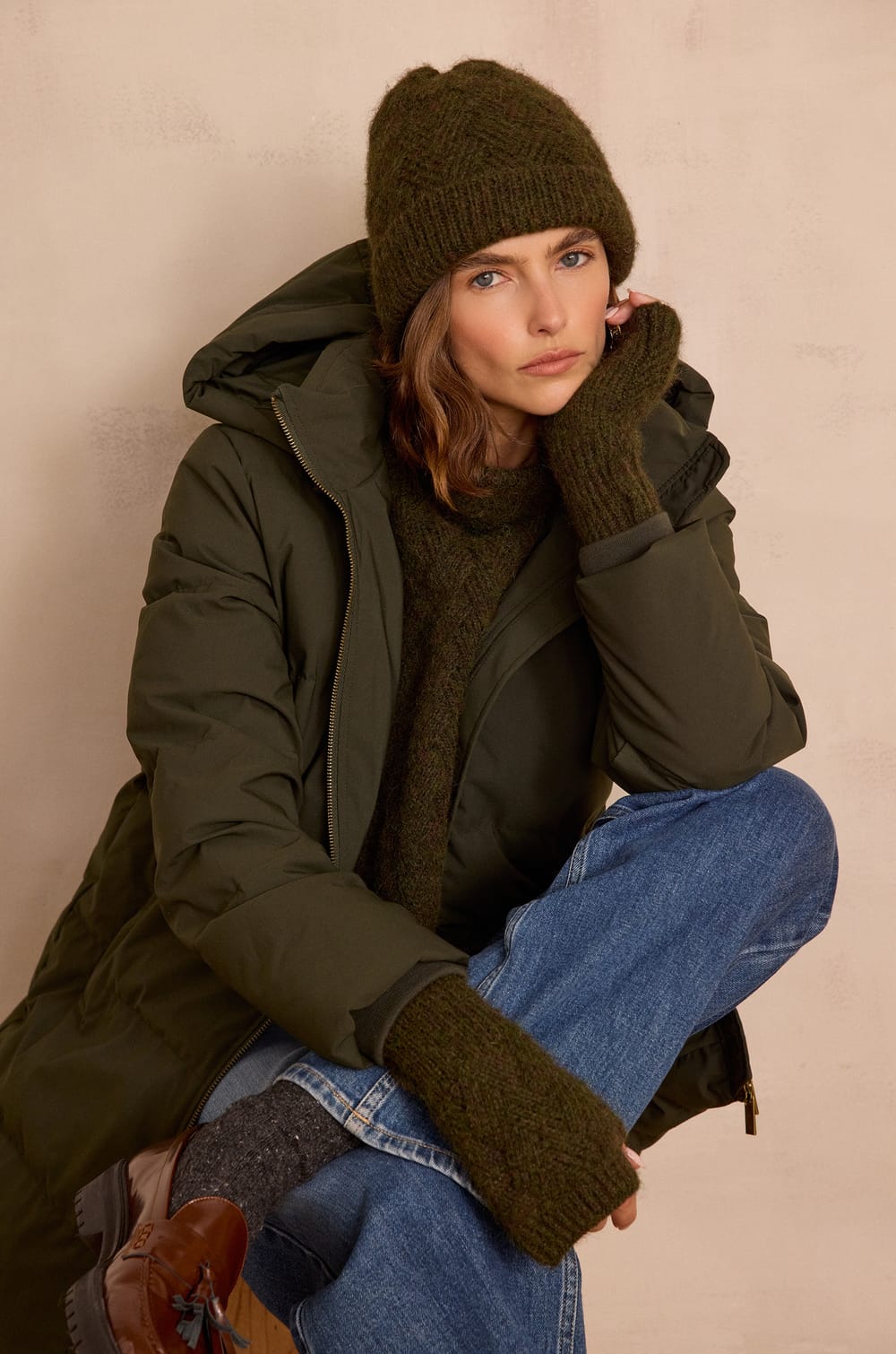 DINA mid-length puffer jacket;${refinementColor}