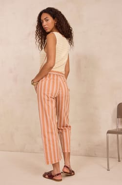 Rosa gestreifte, cropped, weite Hose;${refinementColor}