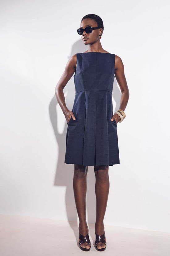 Beverly cotton blend A-line dress;${refinementColor}