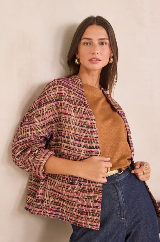 CAROLINE jacquard pattern jacket;${refinementColor}