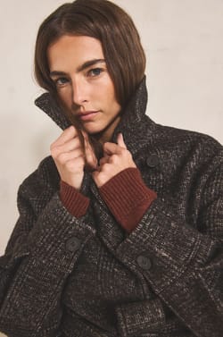Long belted coat in blended wool DJOVANNI;${refinementColor}