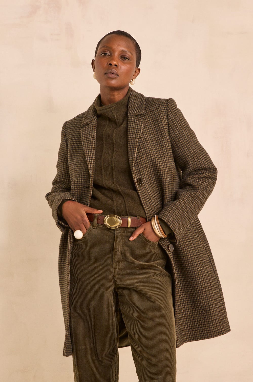 Checkered coat prince of wales pattern ANABELLE;${refinementColor}