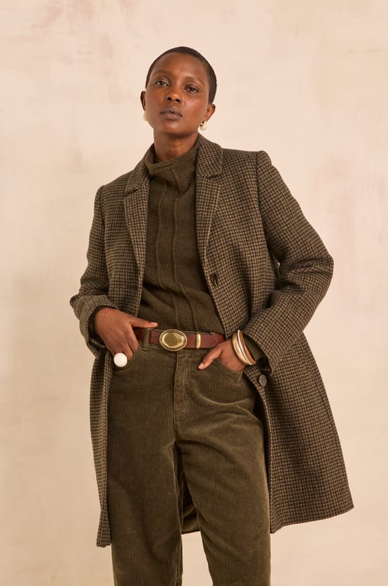 Checkered coat prince of wales pattern ANABELLE;${refinementColor}
