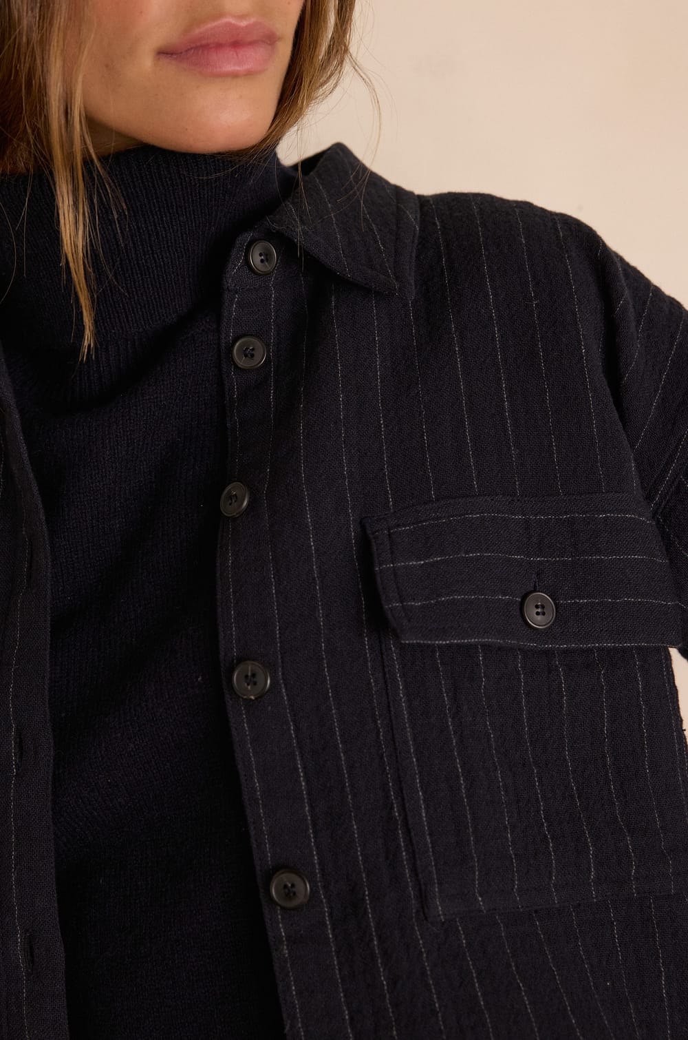 CLARA Striped Cotton Blouse;${refinementColor}