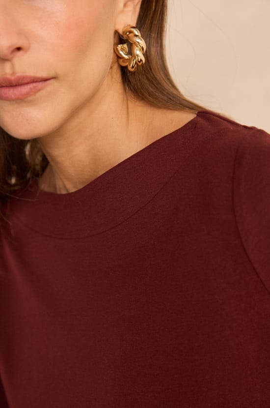 TANGUY cotton blend boat neck T-shirt;${refinementColor}