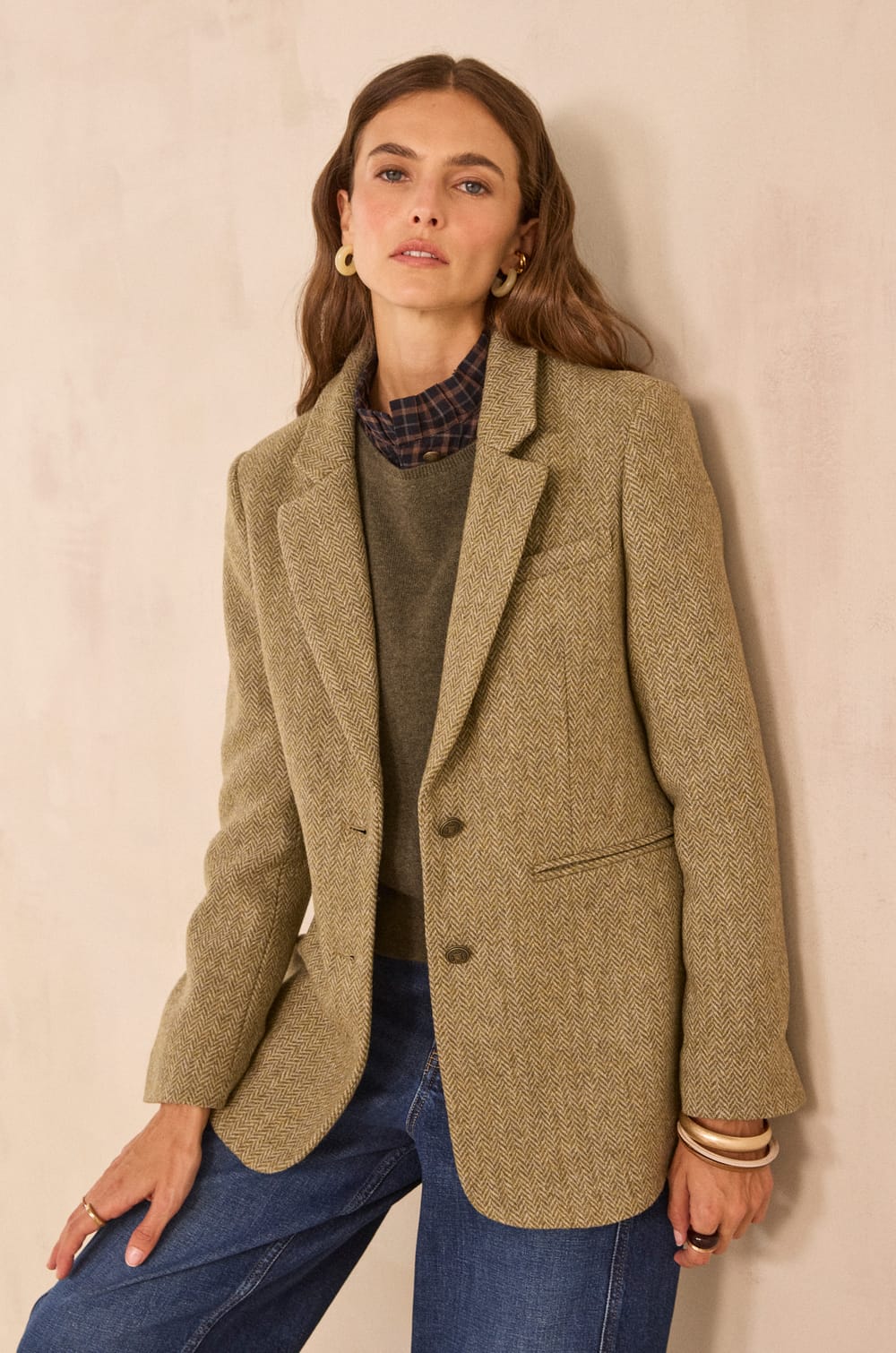 COURTNEY mixed wool blazer;${refinementColor}