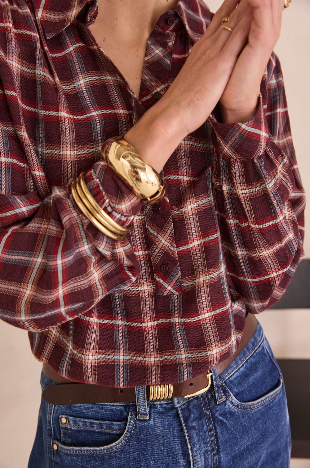 BABYLON checked shirt;${refinementColor}