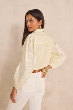 DARWIN long-sleeved embroidered cotton blouse;${refinementColor}