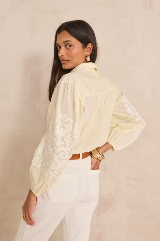 DARWIN long-sleeved embroidered cotton blouse;${refinementColor}