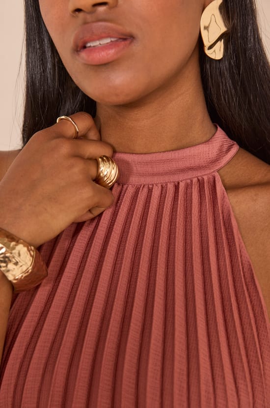 PROMISE short pleated dress;${refinementColor}