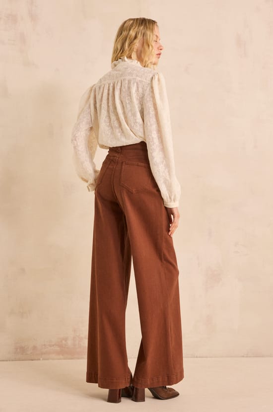 Jean wide leg in cotton SHELBY;${refinementColor}