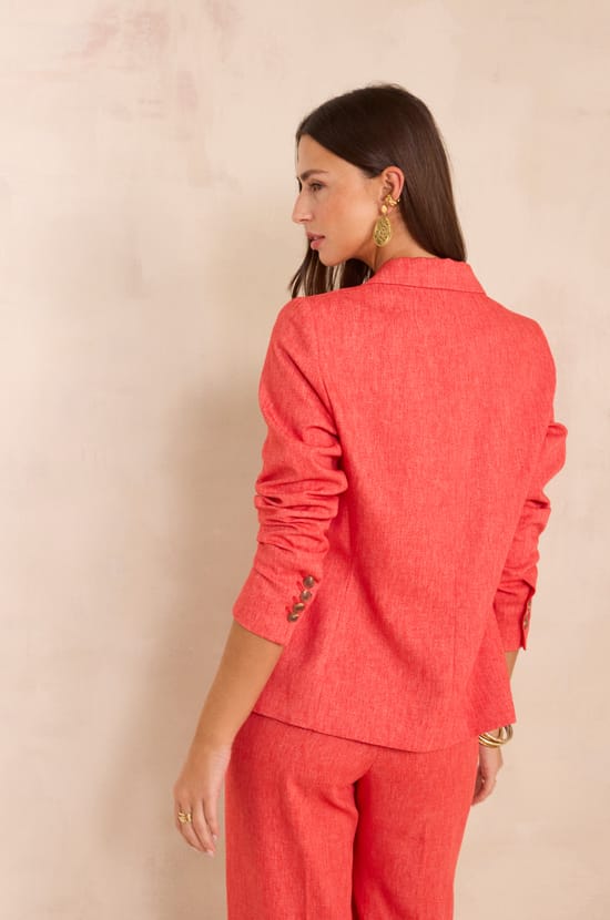 SIMONE linen blend tailored jacket;${refinementColor}
