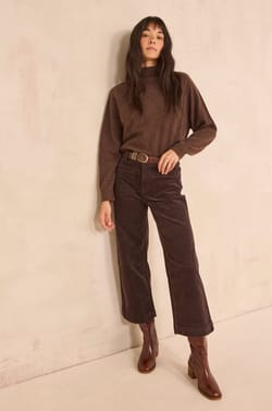 Pantalon en velours marron fonc&eacute; ROMA;${refinementColor}