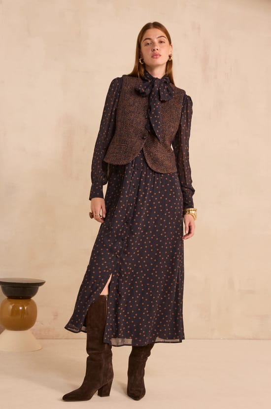 Sleeveless tweed vest in blended wool PHARELL;${refinementColor}
