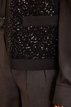 BECKA sequin cardigan without sleeves;${refinementColor}