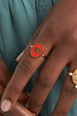 Bague médaille lotus corail Bijoux Léone;${refinementColor}