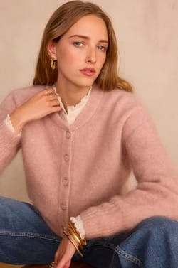 LOU Cardigan in mohair and wool;${refinementColor}