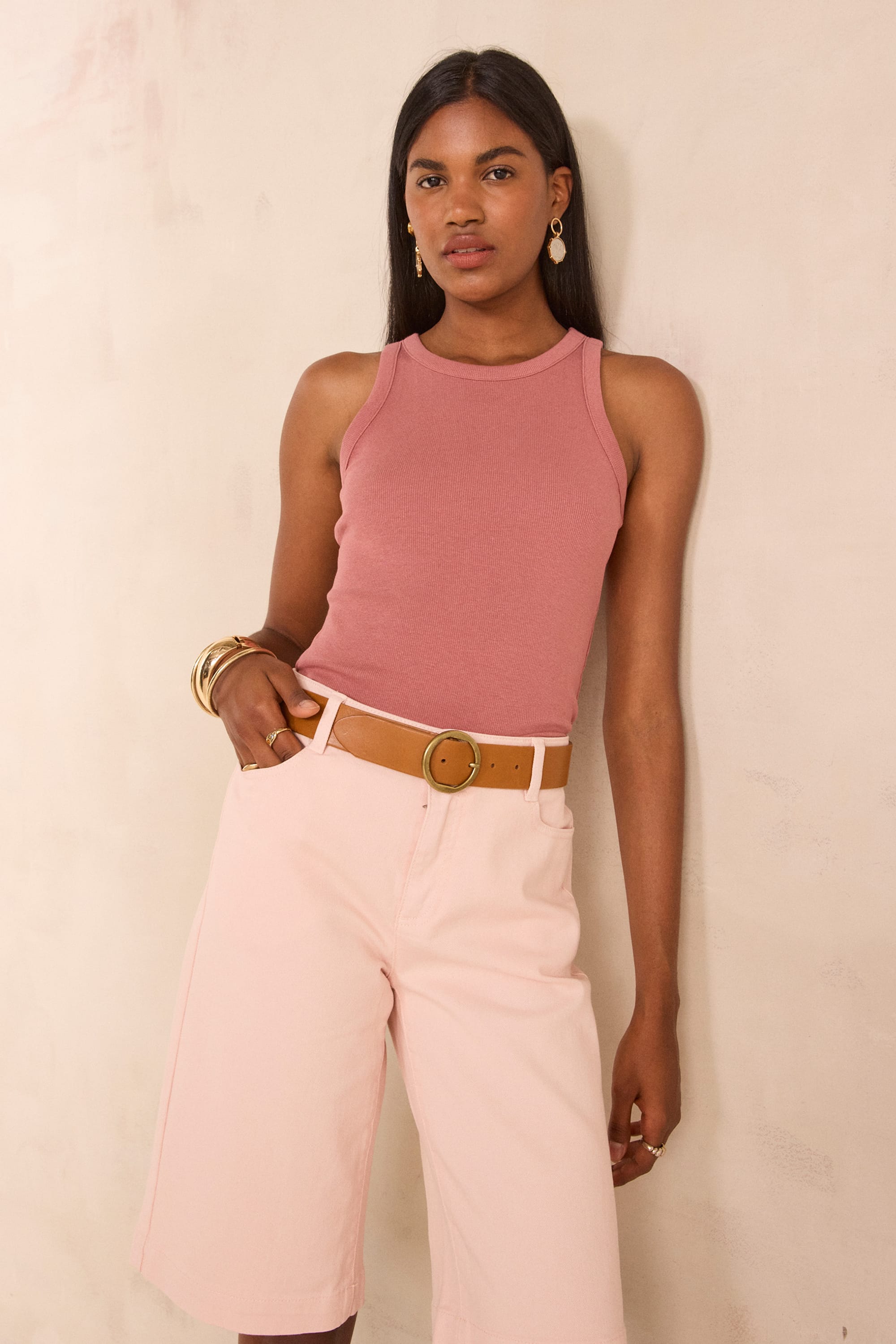 LEOPOLD mixed cotton tank top woman | DARK PINK | Maison 123