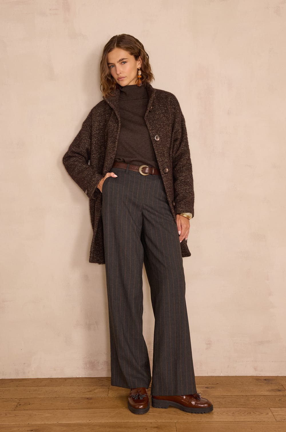 FERGUSON wide-leg striped trousers;${refinementColor}