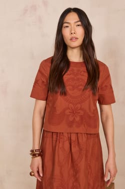 Embroidered short sleeve blouse DOLORES;${refinementColor}