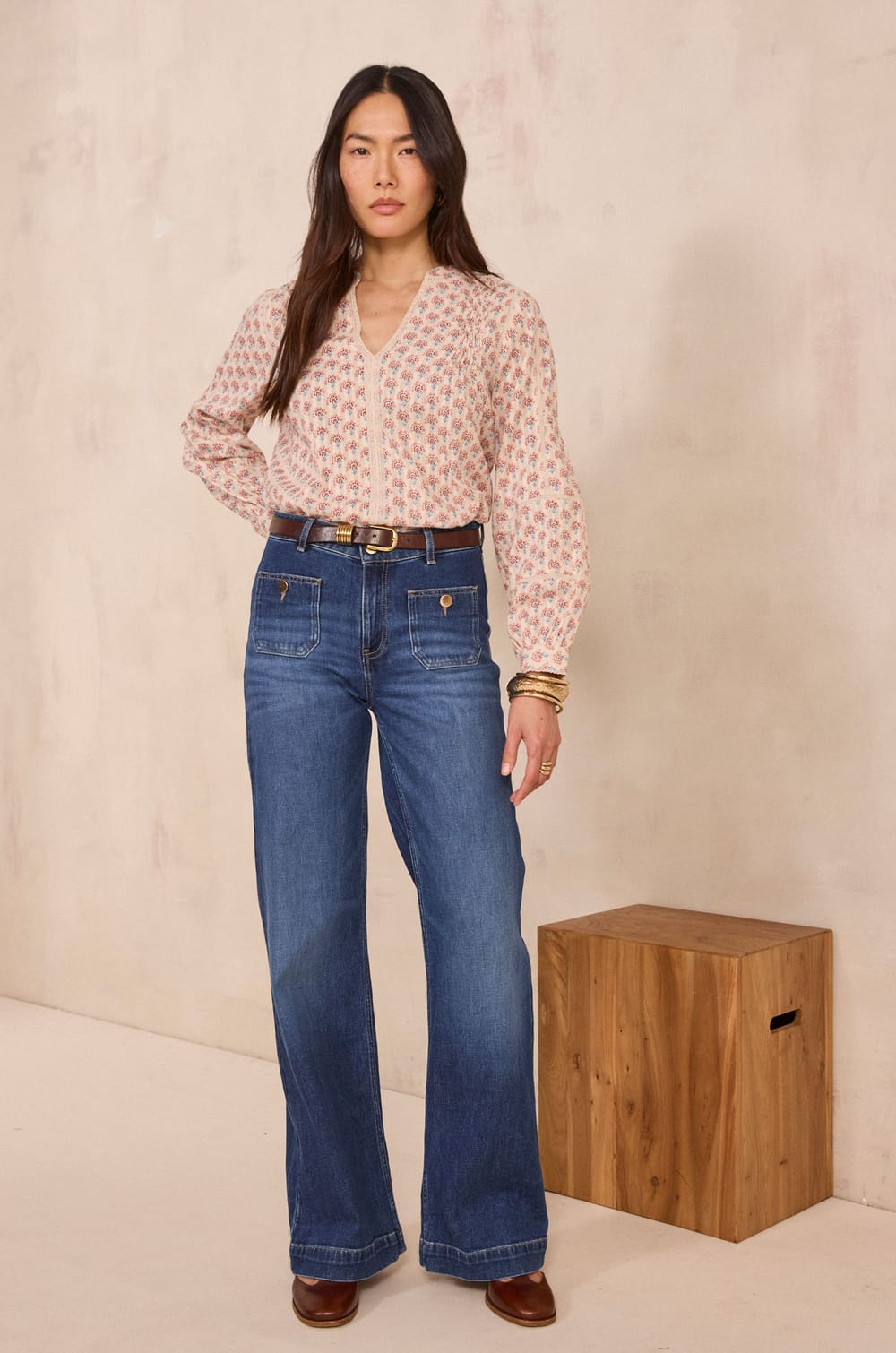 Wide denim jeans ANAIS;${refinementColor}