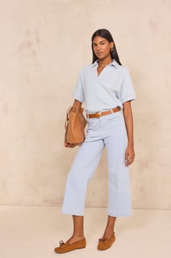 ROMA BIS striped wide cropped pants;${refinementColor}