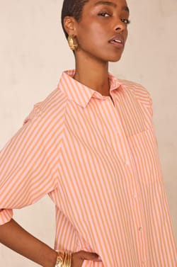 Striped cotton shirt dress BEST;${refinementColor}
