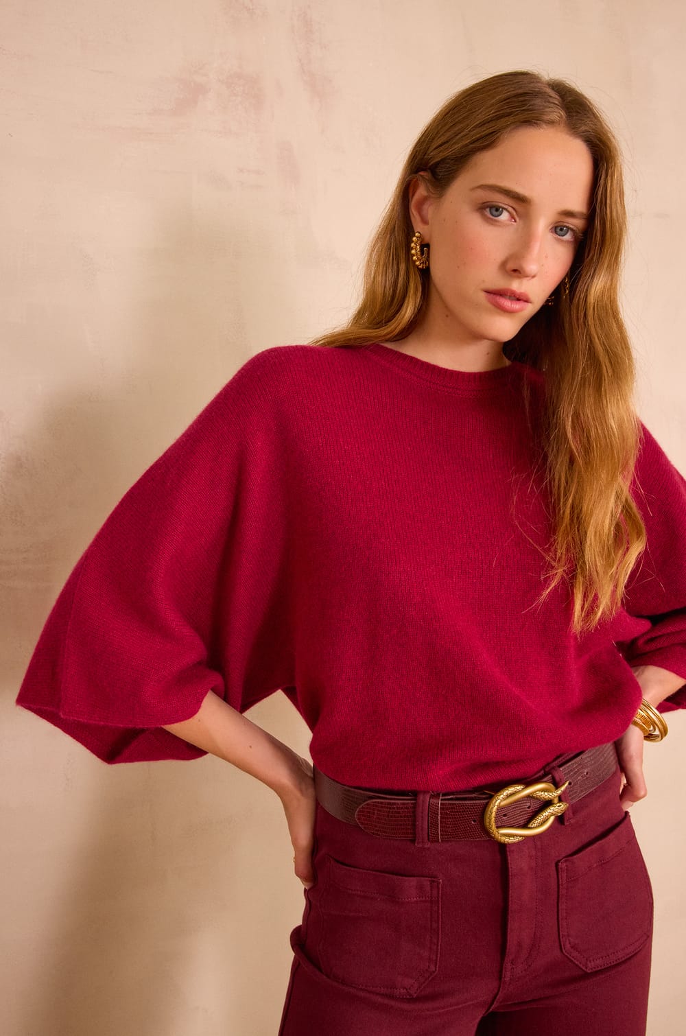 CODY batwing jumper in 100% recycled cashmere;${refinementColor}