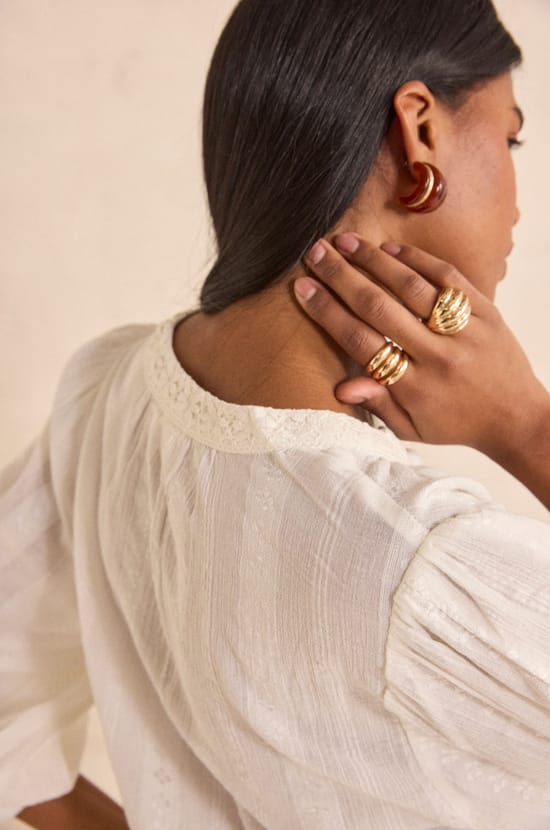 Blouse brod&eacute;e &agrave; manches longues DARNELLE;${refinementColor}