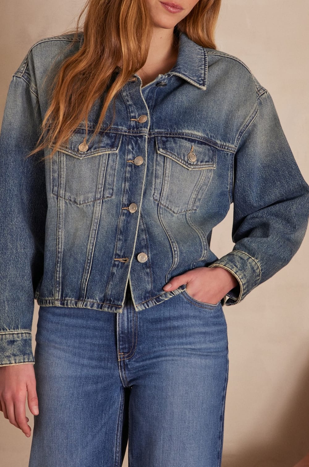 Veste en jean CLEM;${refinementColor}