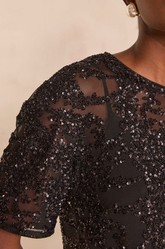 MINA sparkling sequin blouse;${refinementColor}