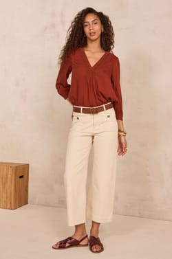 Wide cropped cotton blend pants MAE;${refinementColor}